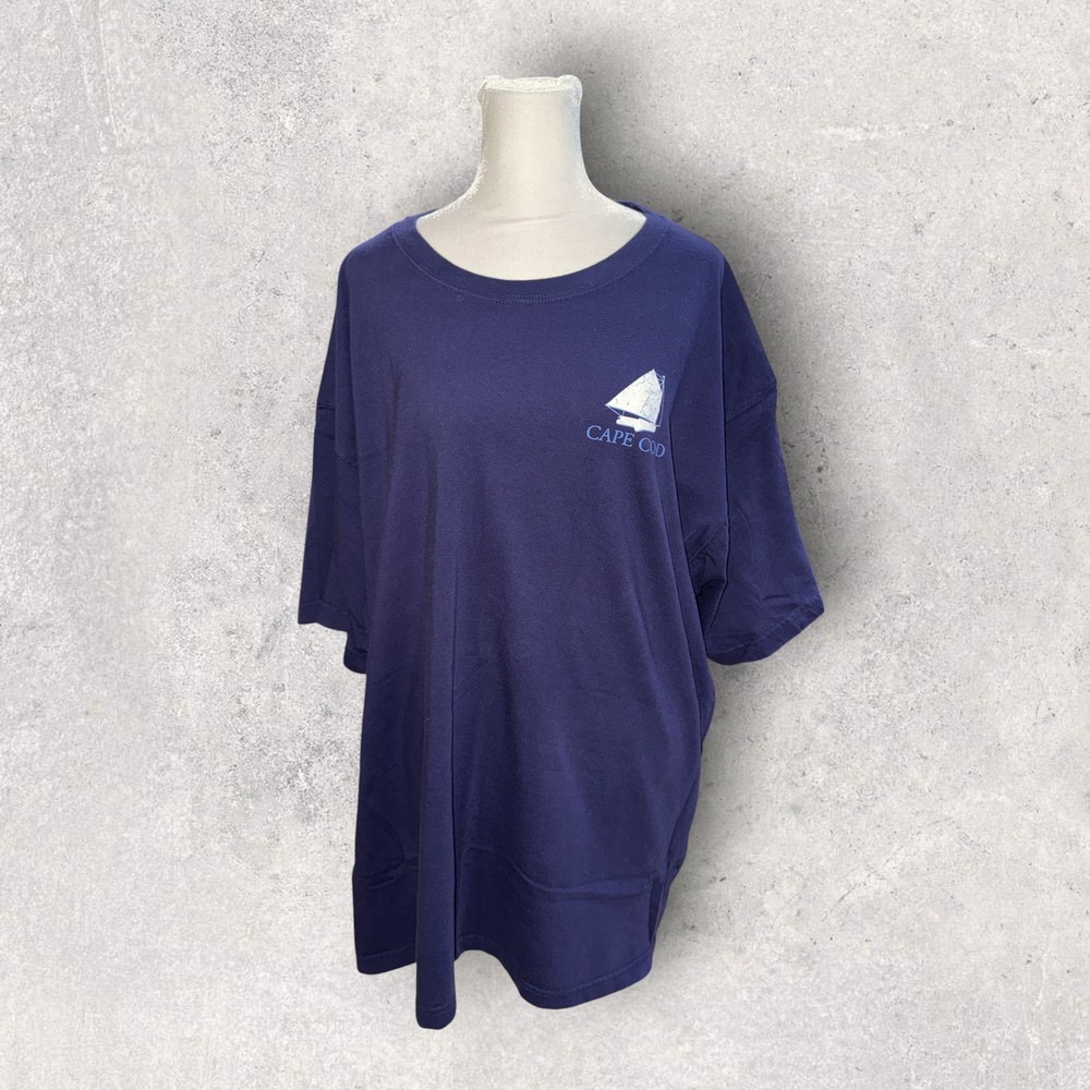 Cuffy's Cape Cod Massachusetts Sailboat Graphic T-Shirt Navy Blue Mens 3XL